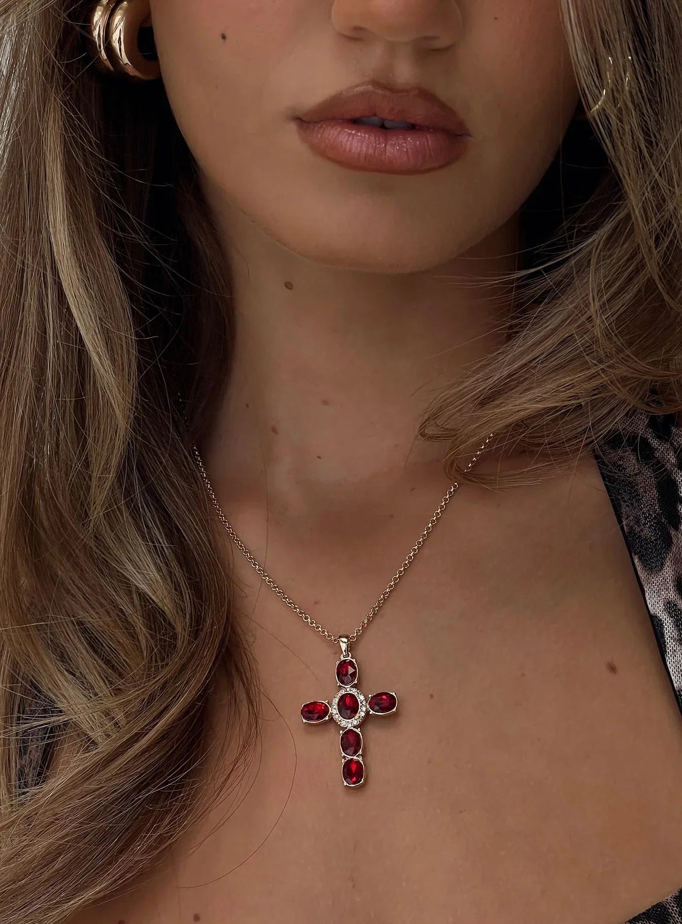 Jacintha Necklace Gold Red