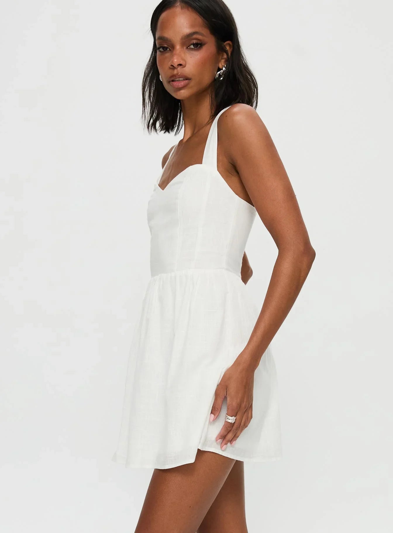 Zolena Halter Mini Dress White