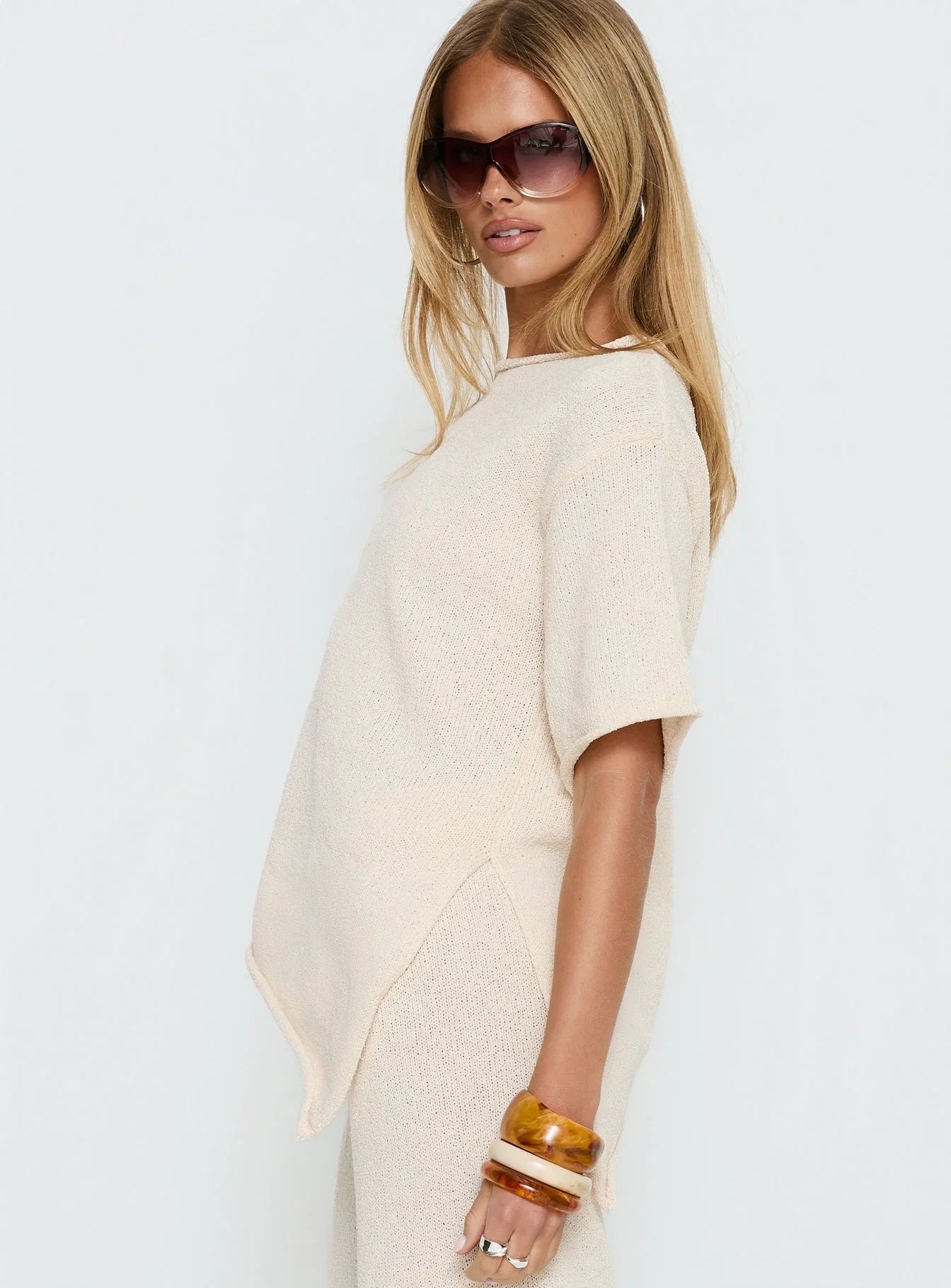 Amelise Knit Poncho Beige