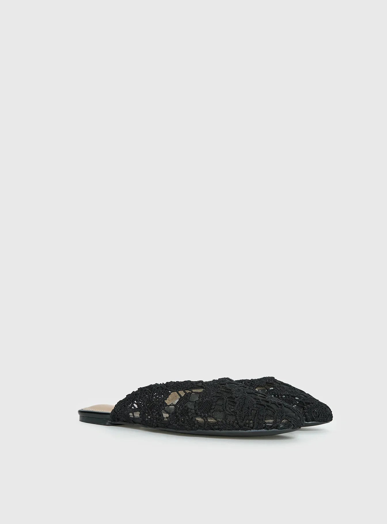 Gretta Lace Slip On Flats Black