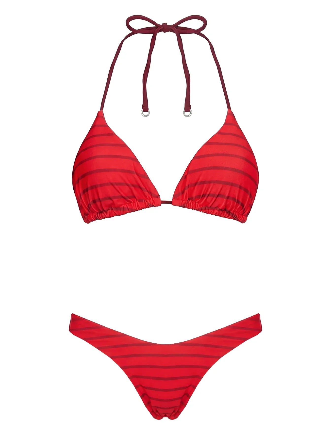 Jenner Reversible Triangle Bikini Top Red Polka
