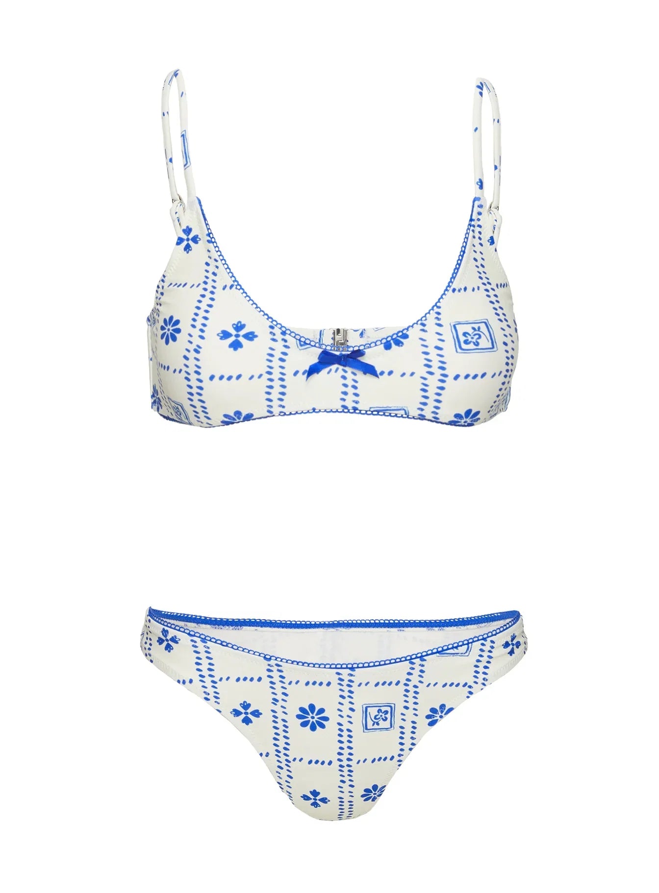 Kursti High Cut Cheeky Bikini Bottoms Blue White