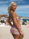 Lemargo Tie Ruched Swim Skirt Pink / Yellow Stripe