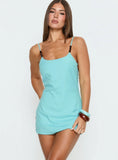 Akimo Beaded Mini Dress Aqua