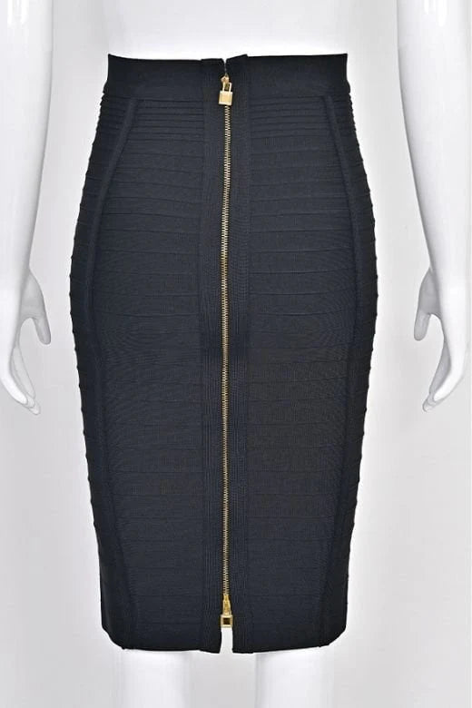 Pencil Bandage Knitted Knee Length Skirt Red Wine