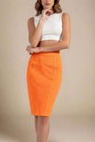 Pencil Bandage Knitted Knee Length Skirt Apricot Orange