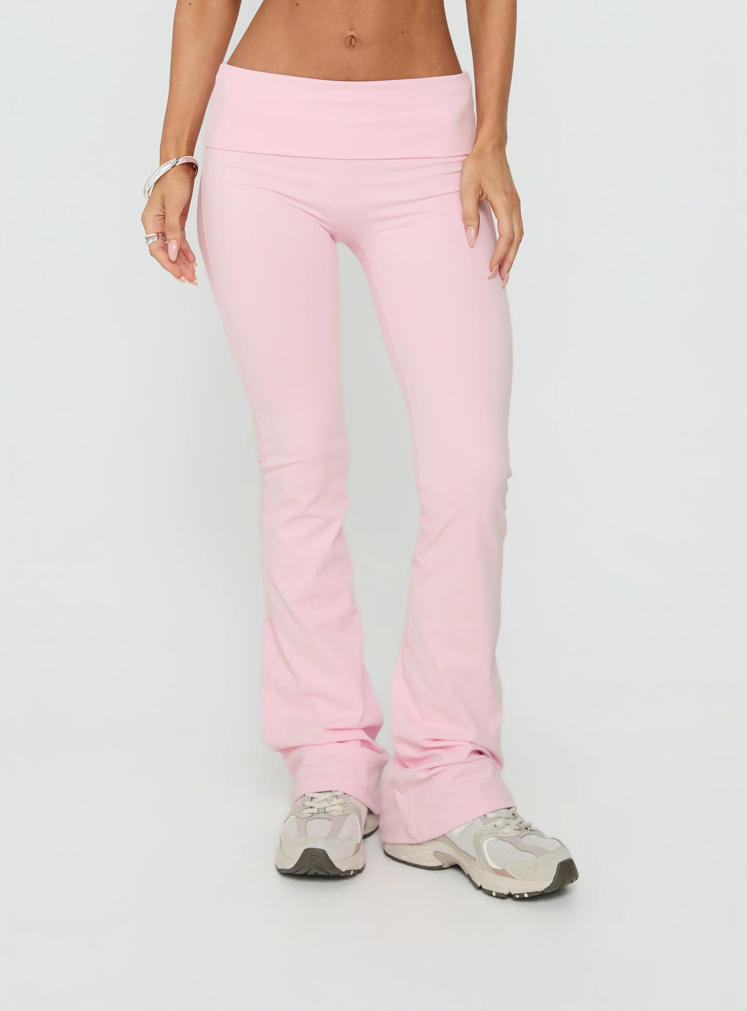 Pace Setter Active Foldover Waist Flared Leggings Pink