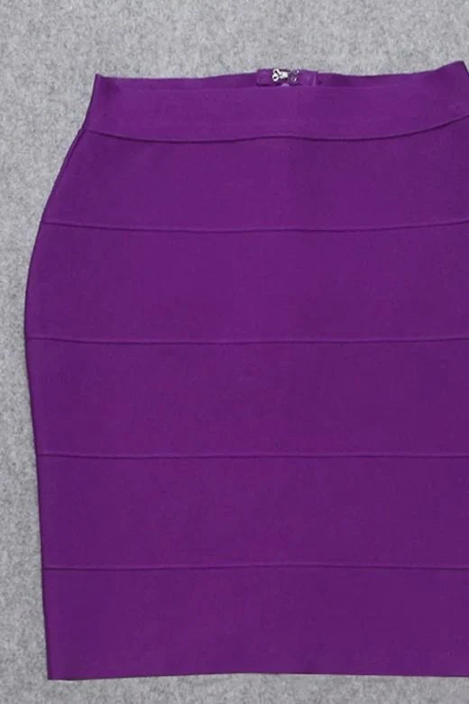 High Waist Bandage Striped Mini Skirt Plum Purple