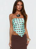 Lailana Tie Back Strapless Scarf Top Aqua Polka