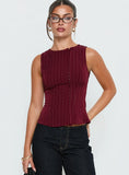 Running Wild Top Burgundy Stripe
