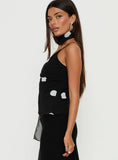 Jenae Scarf Detail Cami Top Black / White Polka