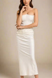 Hope Bodycon Wrap Maxi Dress White Pearl