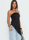 Lamia Strapless Asymmetrical Top Black