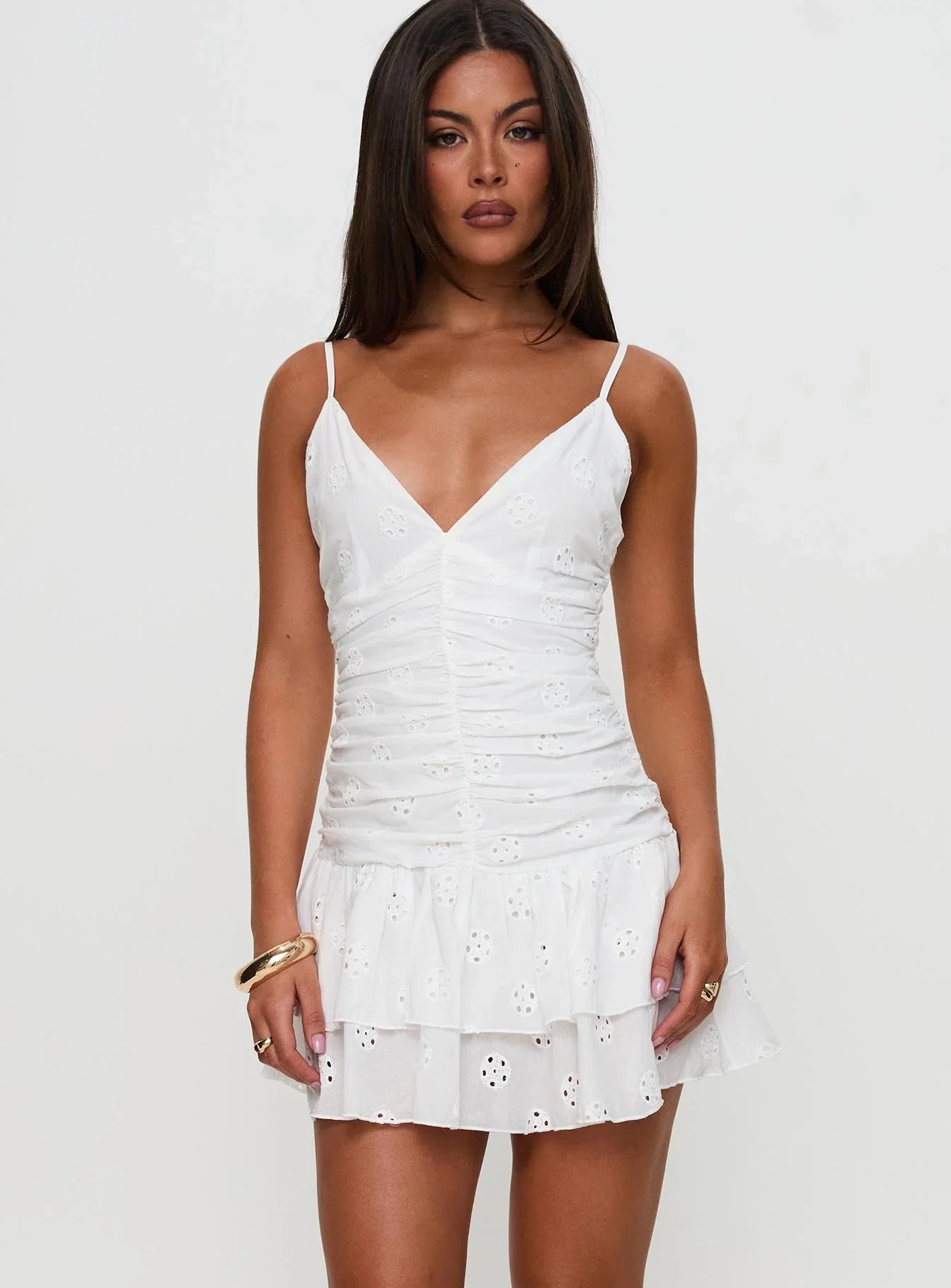 Rothea Mini Dress White Brodierie
