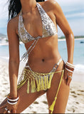 Lynnsey Beaded Tassel Wrap Belt Butter