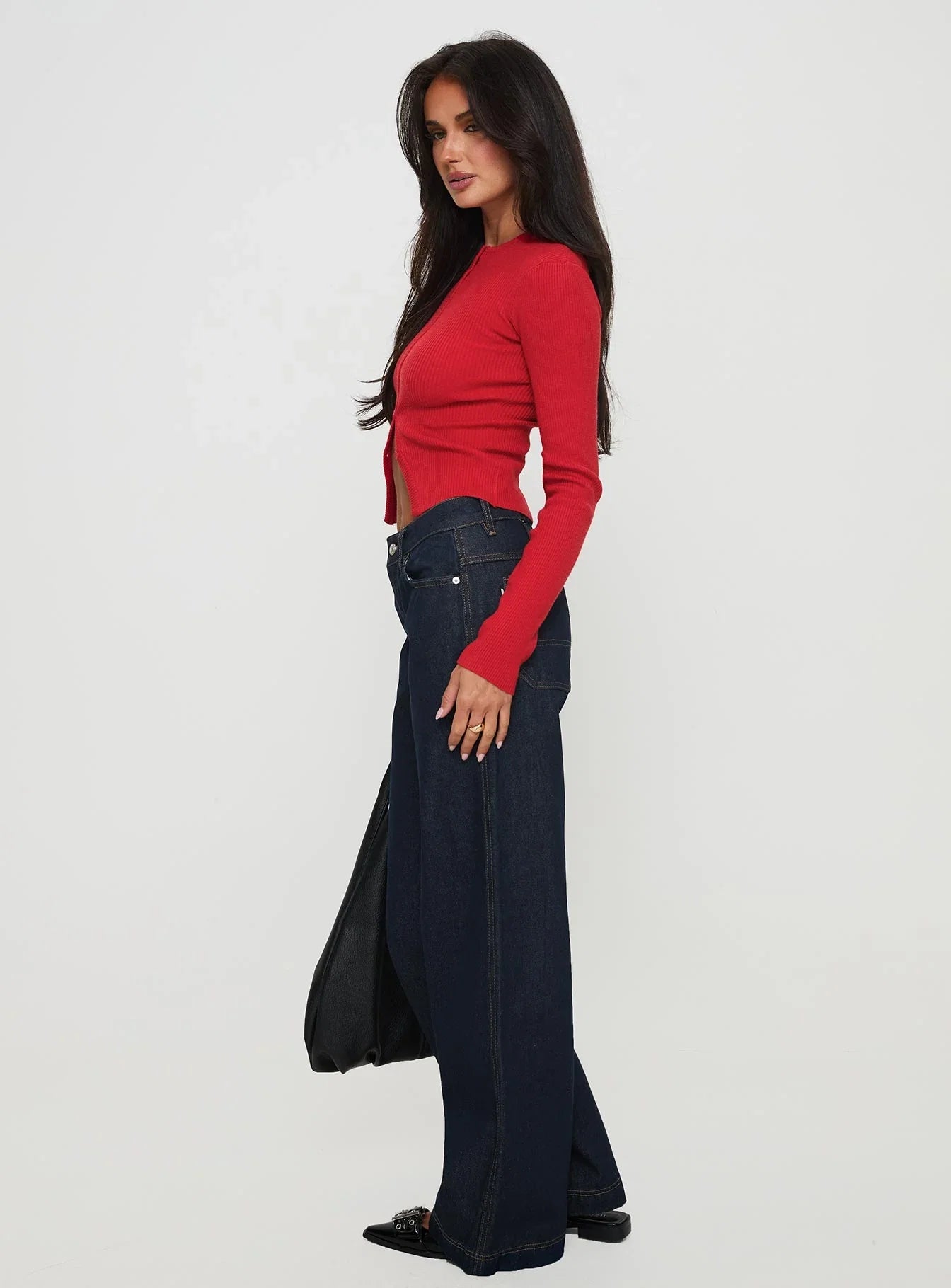 Jankins Mid Rise Baggy Jeans Dark Blue Wash