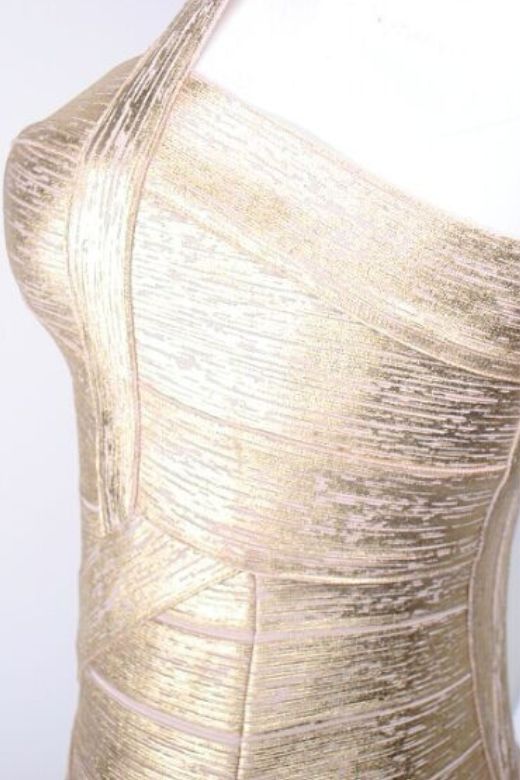Heidi Bandage Midi Dress Gold Sale