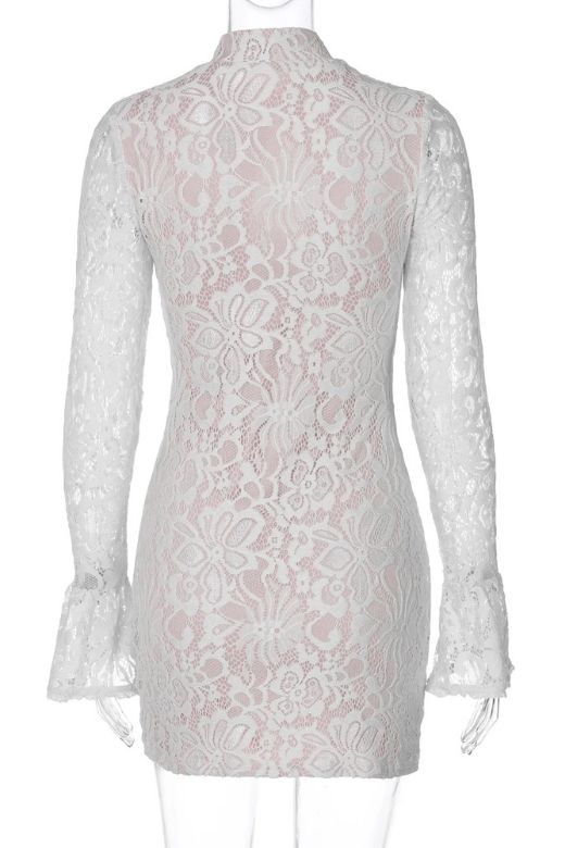 Charlotte Long Sleeve Bodycon Mini Dress Cream