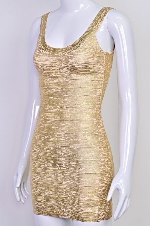 Cindy Bandage Mini Dress Gold