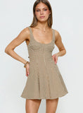 Honeysucker Floaty Playsuit Brown Check