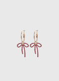Goodnight And Go Bow Hoop Earrings Gold Red
