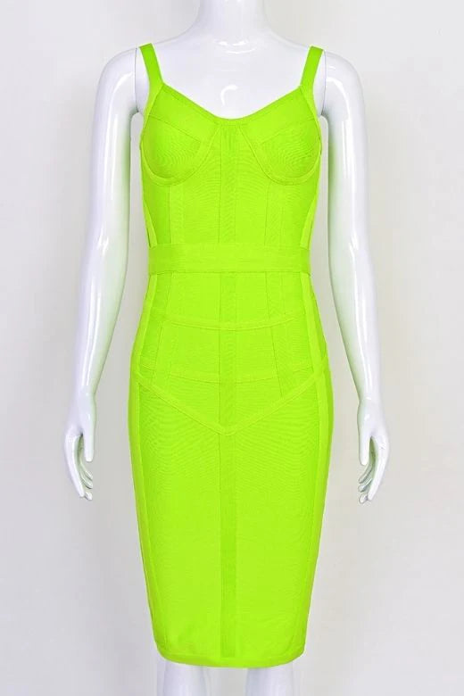 Pip Bandage Corset Dress Neon Green