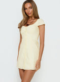 Marisella Button Down Mini Dress Butter Yellow