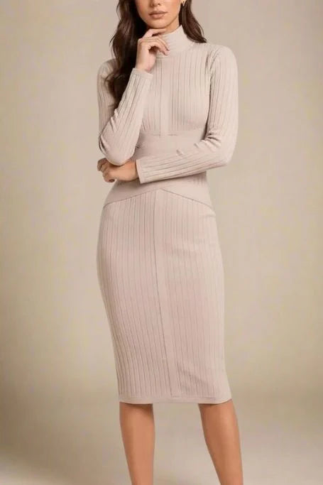 Jane Long Sleeve Bodycon Midi Dress Nude Sale