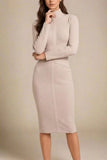Jane Long Sleeve Bodycon Midi Dress Nude