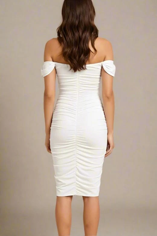 Zia Bodycon Wrap Dress White Pearl Sale