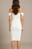 Zia Bodycon Wrap Dress White Pearl Sale
