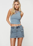 Zakai Cargo Denim Mini Skirt Light Blue Denim Lower Impact