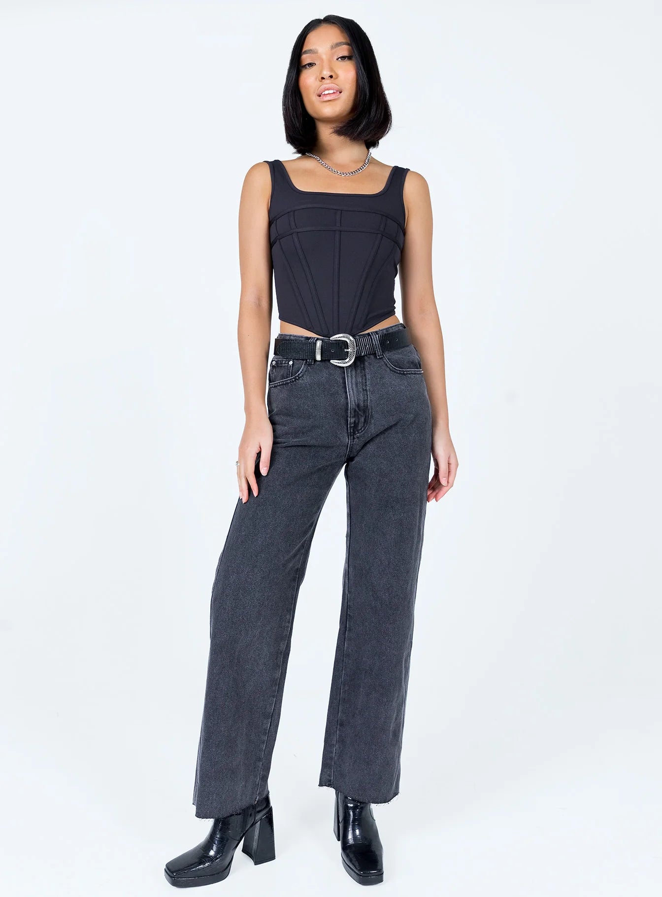 Arlington High Rise Straight Leg Denim Jeans Black