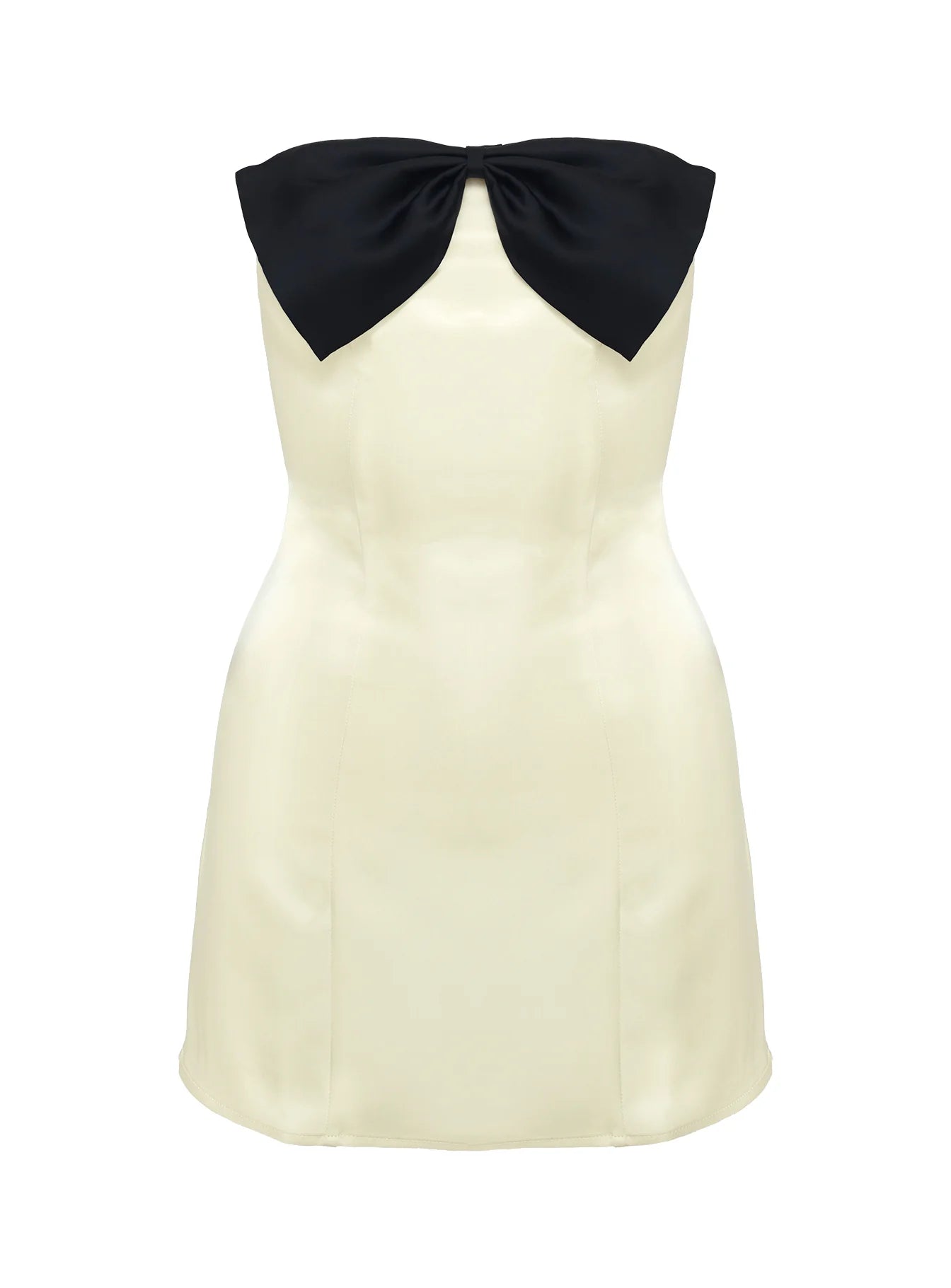 Kesy Bow Tie Mini Dress Cream Black