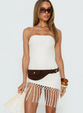 Porcelana Strapless Tassel Mini Dress Cream