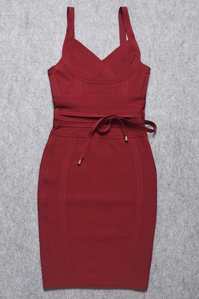 Bek Bandage Dress Red Wine