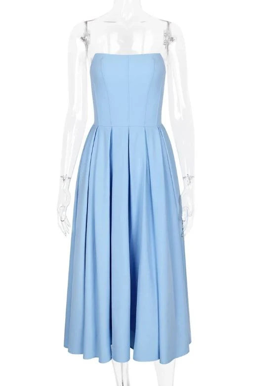 Capri Strapless Midi Dress Sky Blue