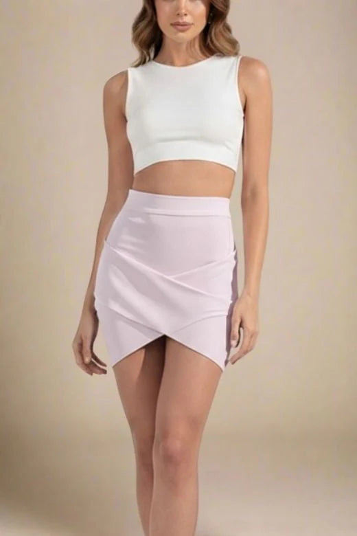 Jay High Waist Bandage Mini Skirt Cream