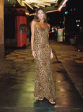 Exquise Strapless Maxi Dress Leopard Sequin