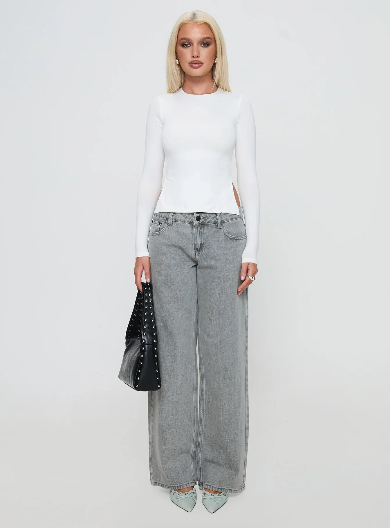 Ellanor Low Rise Straight Leg Jean Washed Grey