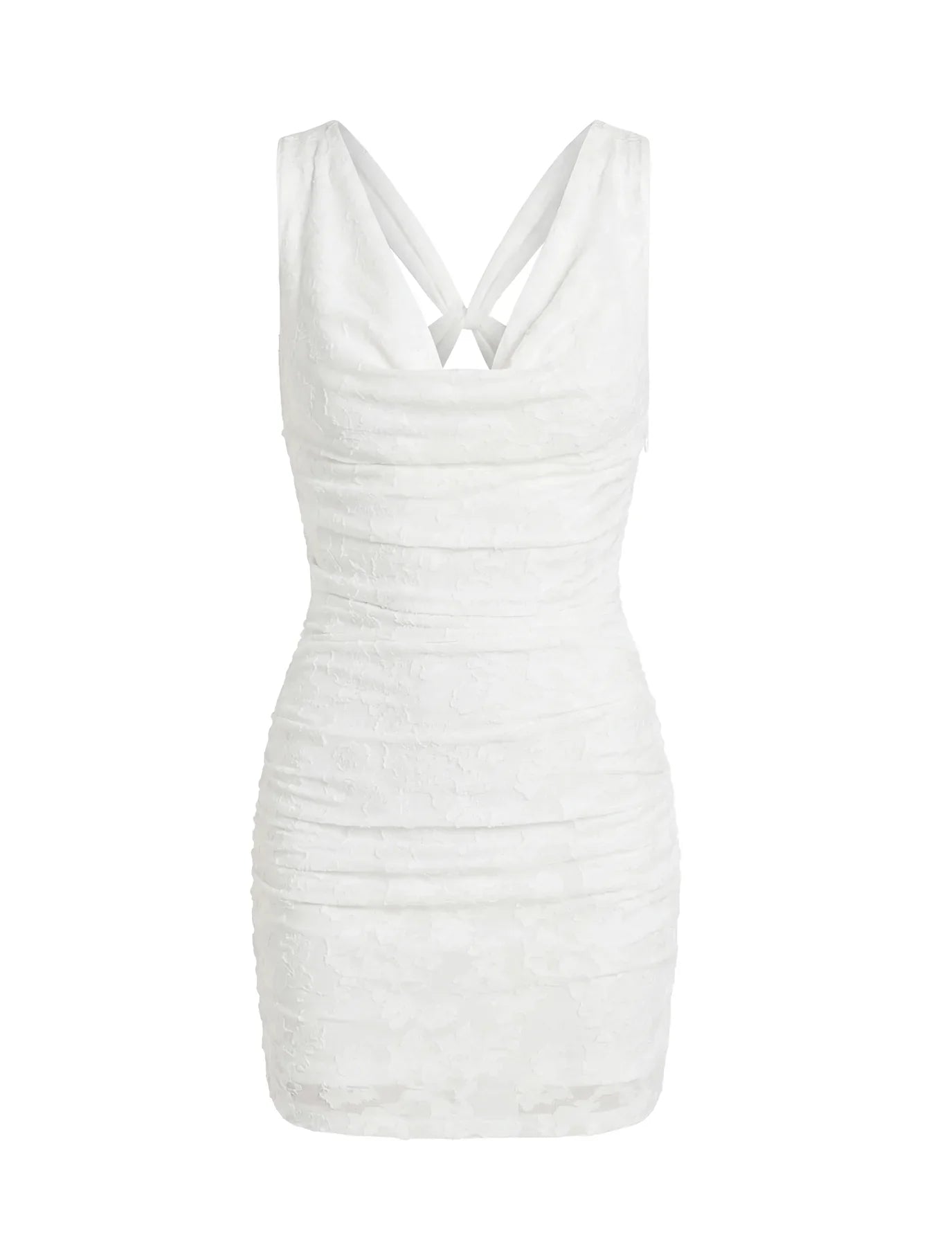 Brigetta Cowl Neck Mini Dress White