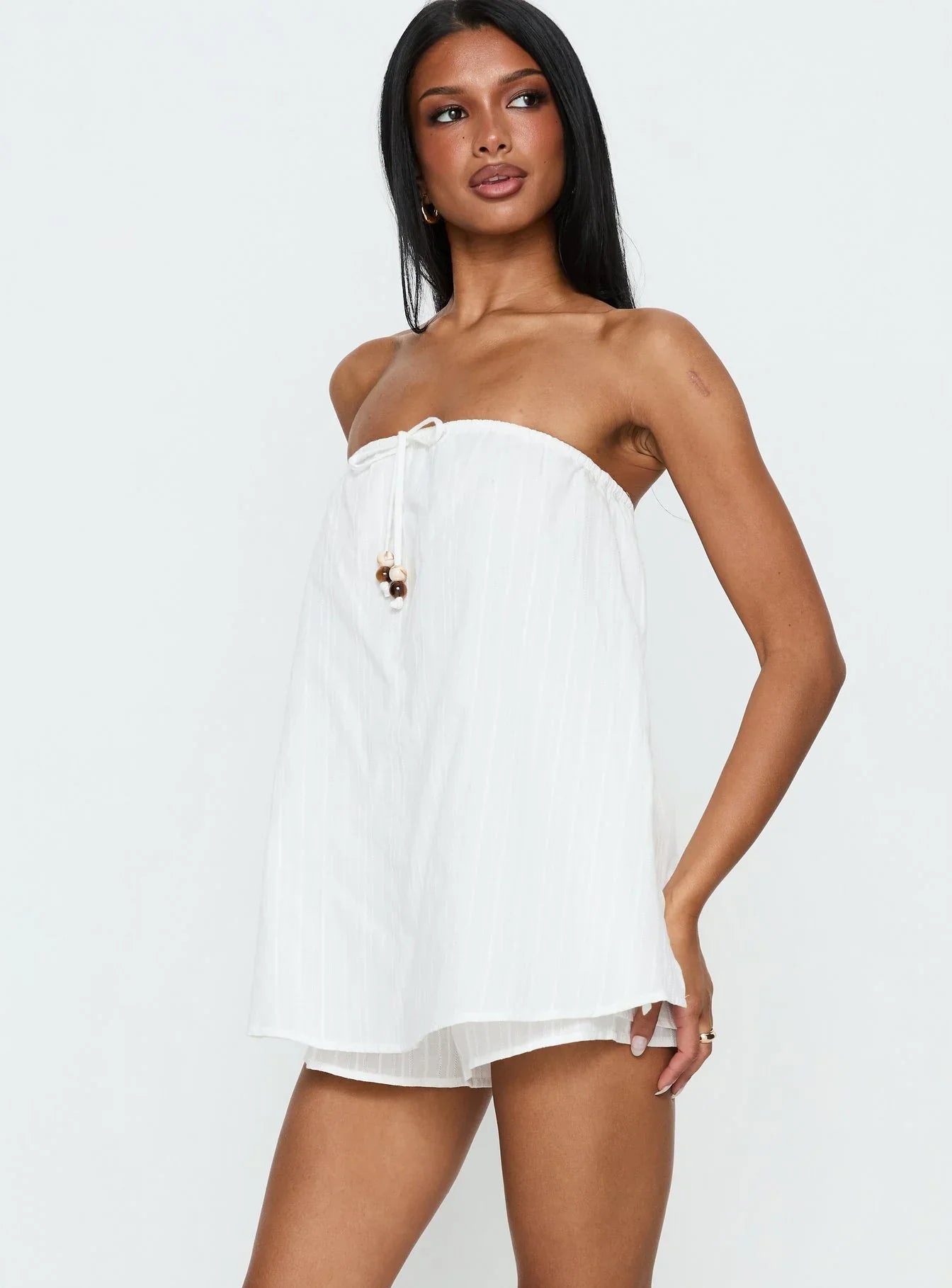 Isafelia Strapless Playsuit Off White