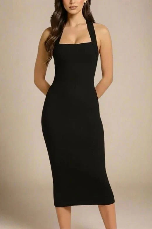 Raya Bodycon Midi Dress Classic Black