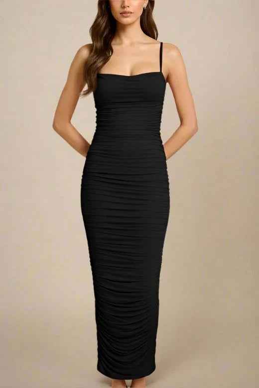 Zoe Bodycon Wrap Maxi Dress Classic Black