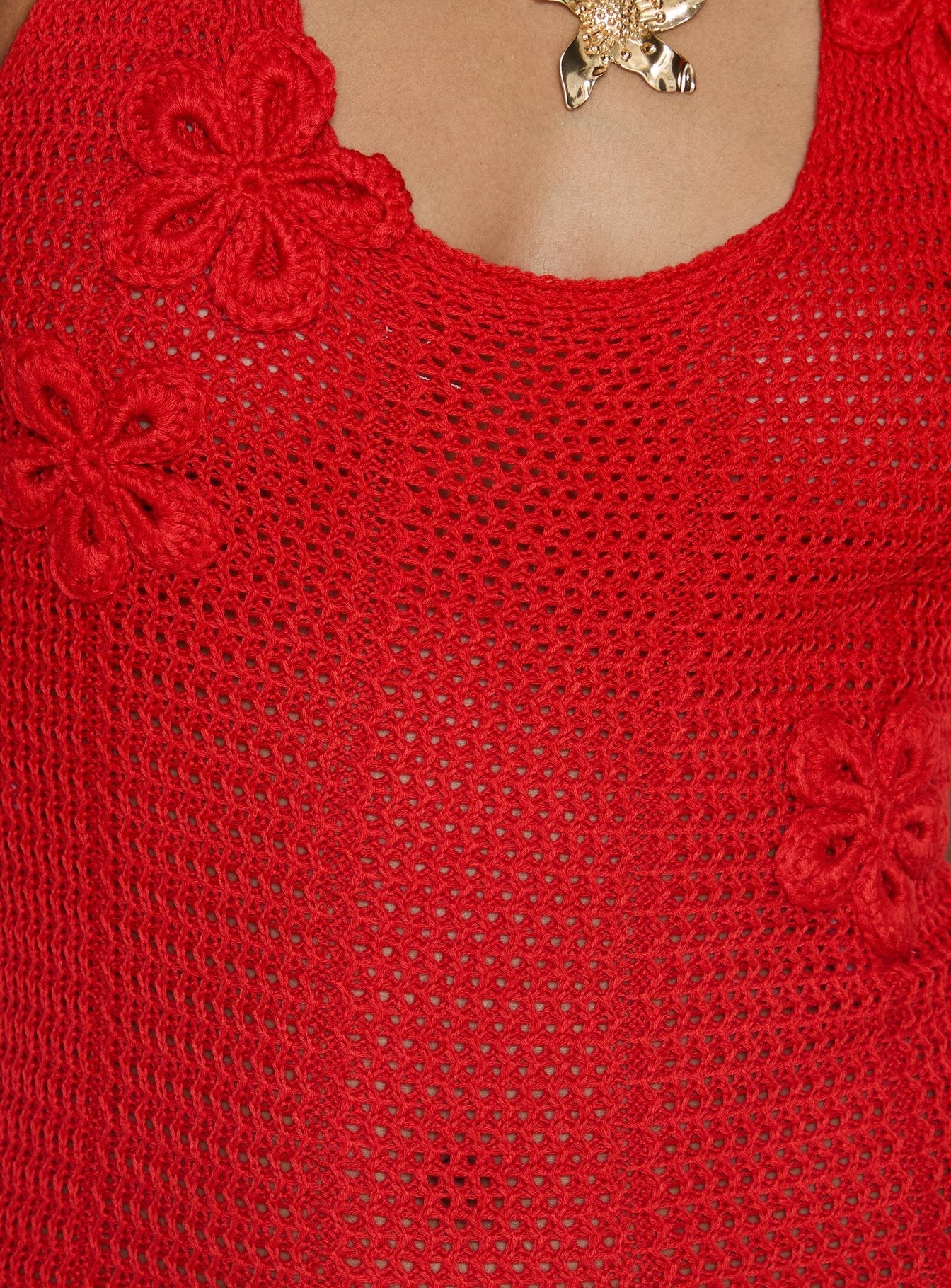 Lior Knit Scoop Halter Mini Dress Red