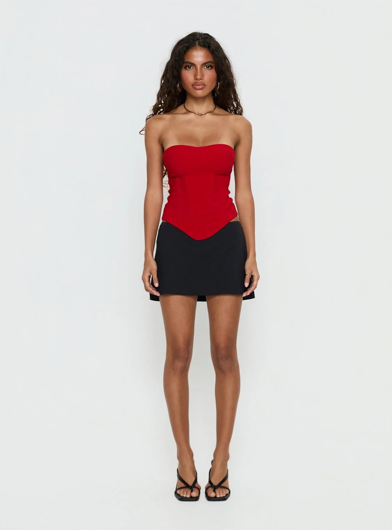 Chevon Strapless Corset Top Red