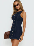 Yumiko Denim Romper Raw Denim
