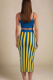 Nadia Bandage Crop Top and Midi Skirt Set Royal Blue
