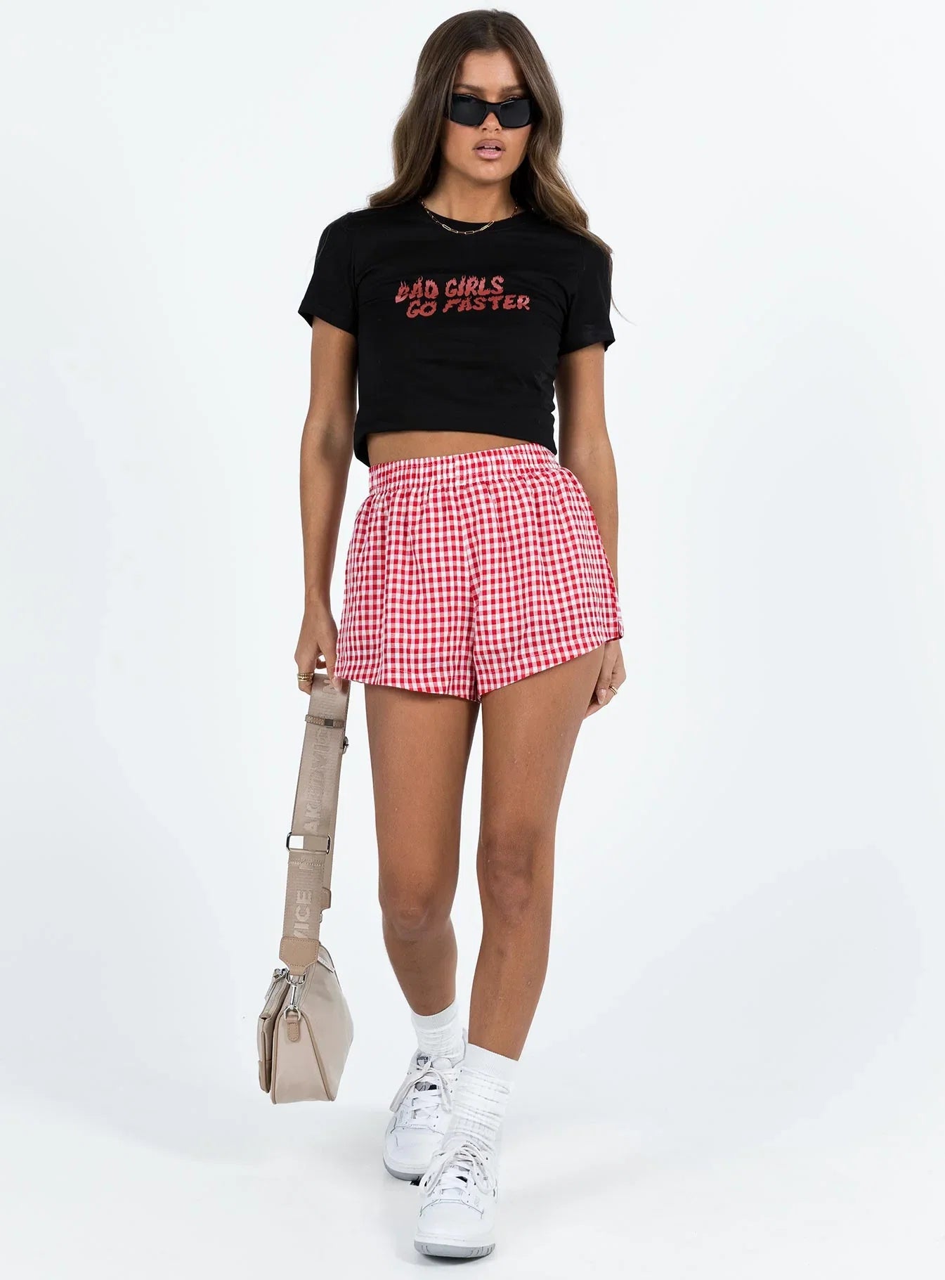 Beach House Shorts Red White Gingham