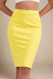 Pencil High Waist Bandage Knee Length Skirt Sun Yellow